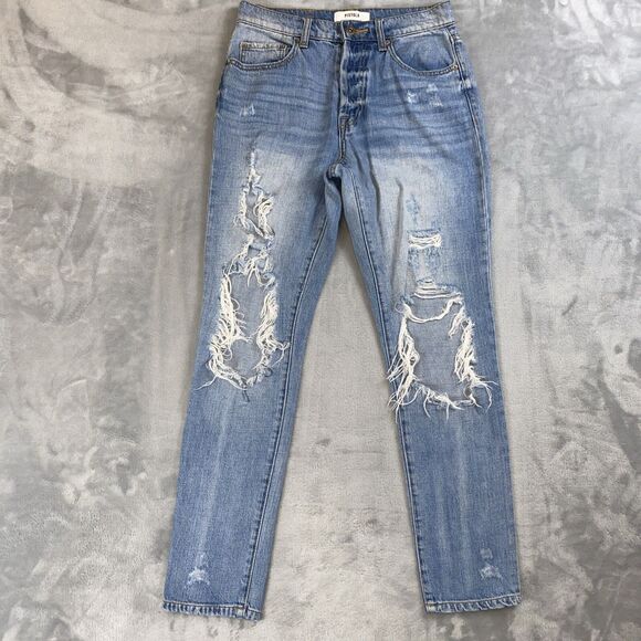 Pistola Jeans Womens 26 Medium Wash Blue Denim Distressed Skinny Leg High Rise - Picture 1 of 10